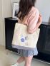 Two Tone Shopper Bag With Badges