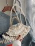 Pearl Decor Novelty Bag Drawstring Design, Clear Bag