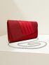 Small Flap Square Bag Pleated Detail Glitter Neon Red