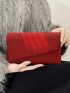 Small Flap Square Bag Pleated Detail Glitter Neon Red