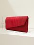 Small Flap Square Bag Pleated Detail Glitter Neon Red