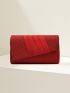 Small Flap Square Bag Pleated Detail Glitter Neon Red