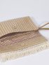 Sequin & Fringe Decor Straw Bag Stitch Detail