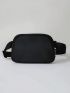 1pc Adjustable-strap Black Sporting Waist Bag