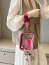 Mini Clear Square Bag With Coin Purse Twilly Scarf Decor Neon Pink