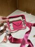 Mini Clear Square Bag With Coin Purse Twilly Scarf Decor Neon Pink