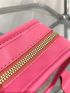 Mini Clear Square Bag With Coin Purse Twilly Scarf Decor Neon Pink