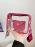 Mini Clear Square Bag With Coin Purse Twilly Scarf Decor Neon Pink