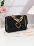 Mini Flap Square Bag Quilted Pattern Metal Decor