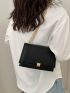 Small Flap Square Bag Stitch Detail Metal Elegant
