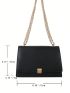 Small Flap Square Bag Stitch Detail Metal Elegant