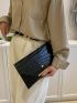 Medium Envelope Bag Crocodile Embossed Flap