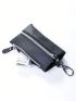 Litchi Embossed Black Key Case With Zipper Car Holder Case