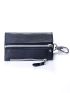 Litchi Embossed Black Key Case With Zipper Car Holder Case