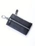 Litchi Embossed Black Key Case With Zipper Car Holder Case