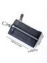 Litchi Embossed Black Key Case With Zipper Car Holder Case