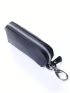 Litchi Embossed Black Key Case With Zipper Car Holder Case