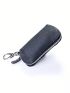 Litchi Embossed Black Key Case With Zipper Car Holder Case