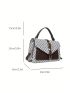 Geometric Pattern Buckle Detail Flap Square Bag Elegant
