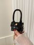 Mini Flap Square Bag Crocodile Embossed Metallic Funky