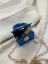 Mini Flap Square Bag Crocodile Embossed Metallic Funky