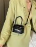 Crocodile Embossed Flap Tote Bag, Ladies PU Square Crossbody Bag
