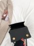 Mini Flap Square Bag Crocodile Embossed Black
