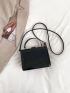 Mini Crocodile Embossed Square Bag Black Flap Top Handle