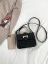 Mini Crocodile Embossed Square Bag Black Flap Top Handle