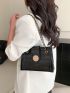 Crocodile Embossed Square Bag Black Chain Strap For Daily