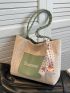Small Straw Bag Letter Patch & Twilly Scarf Decor