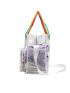 Clear Beach Bag Multi-Pocket Rainbow Striped Handle