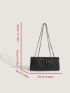 Medium Baguette Bag Crocodile Embossed Chain Strap