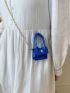 Mini Flap Square Bag Crocodile Embossed Metallic Funky