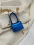 Mini Flap Square Bag Crocodile Embossed Metallic Funky