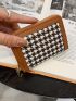 Houndstooth Pattern Card Holder Zipper Around