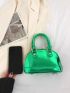 Small Dome Bag Solid Color Metallic Double Handle