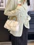 Medium Ruched Bag Chain Decor Double Handle