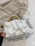 Medium Ruched Bag Chain Decor Double Handle