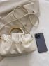 Medium Ruched Bag Chain Decor Double Handle