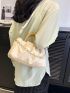 Medium Ruched Bag Chain Decor Double Handle