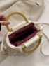 Medium Ruched Bag Chain Decor Double Handle