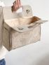 Letter Embroidered Square Bag Oversized Corduroy