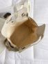 Letter Embroidered Square Bag Oversized Corduroy
