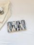 Colorblock Envelope Bag Geometric Pattern Metal Decor