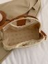 Medium Straw Bag Beige Minimalist Double Handle For Vacation