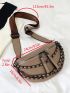Crocodile Embossed Fanny Pack Chain Decor Adjustable Strap For Daily