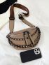 Crocodile Embossed Fanny Pack Chain Decor Adjustable Strap For Daily