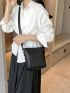 Mini Bucket Bag Black Litchi Embossed Adjustable Strap For Daily