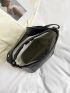 Mini Bucket Bag Black Litchi Embossed Adjustable Strap For Daily